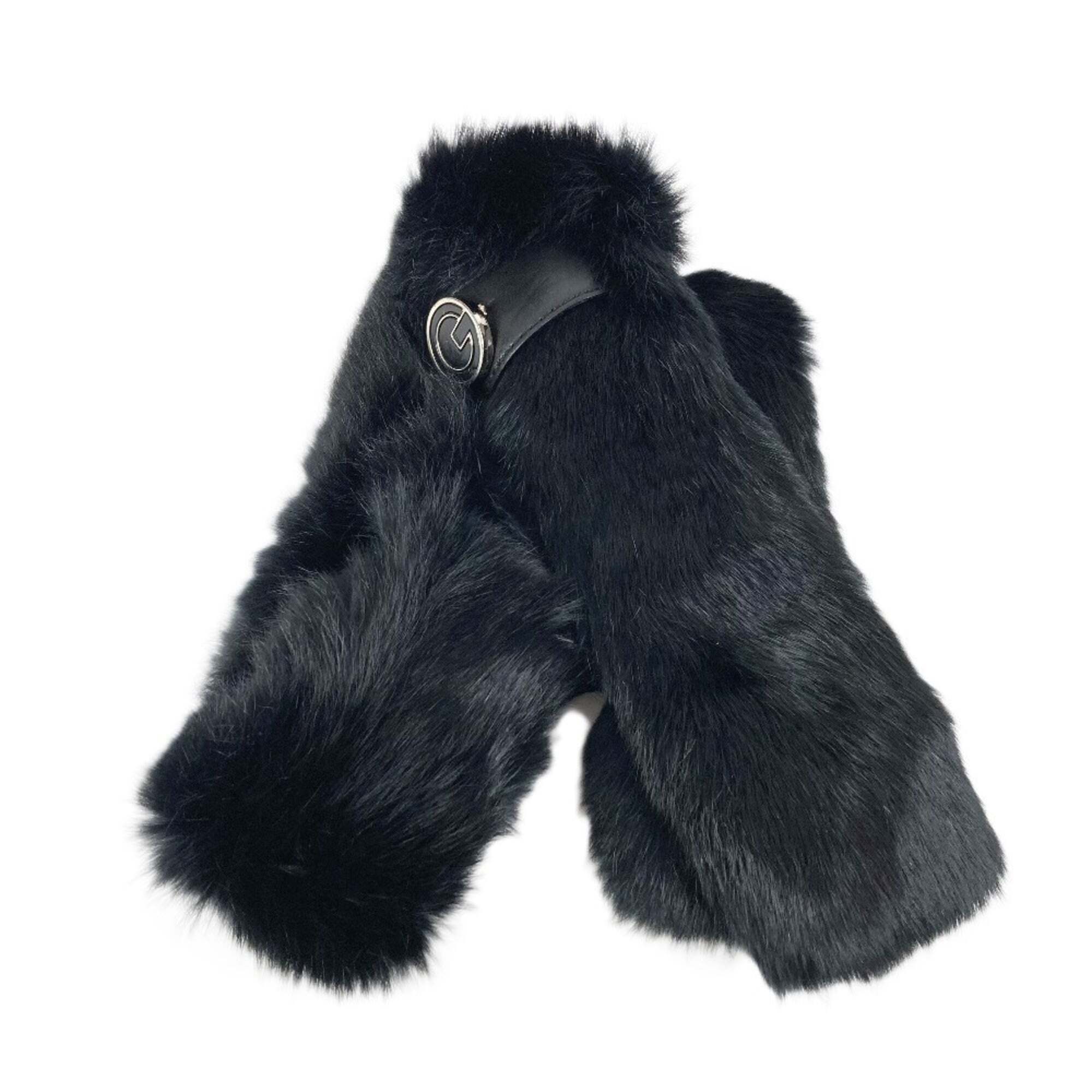 Gucci 185746 G Logo Fur Tippet Scarf For Men And Women, Black